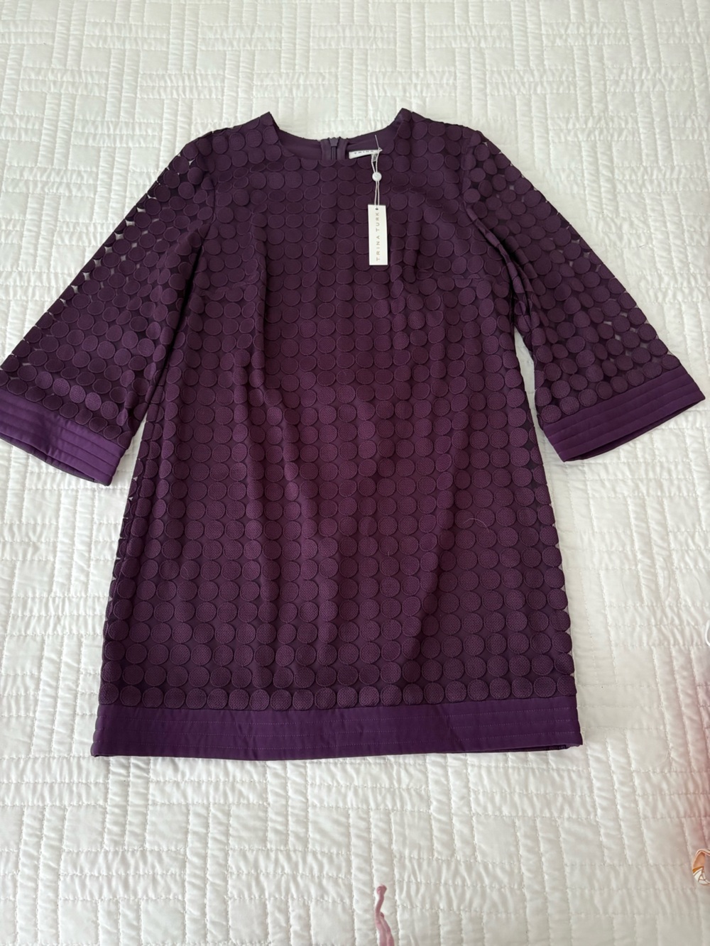 Plum Textured Dot Shift Dress